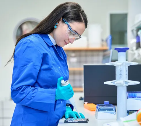 Picture of a UCB scientist working in a laboratory